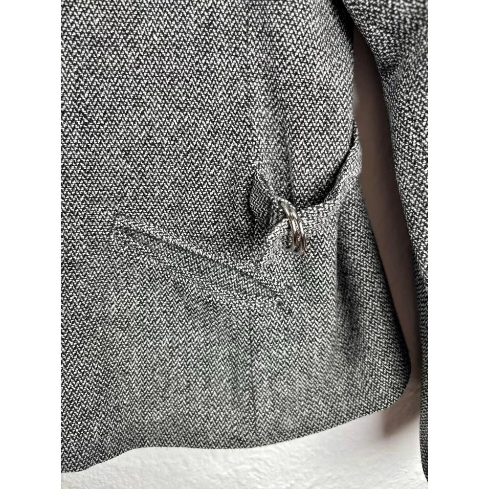 VTG Braebrook Women's Wool Blend Herringbone Zip Up Blazer Jacket Sz 14 Academia